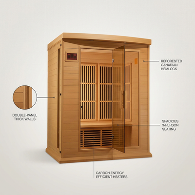 3 - Person FAR Infrared Sauna in Hemlock