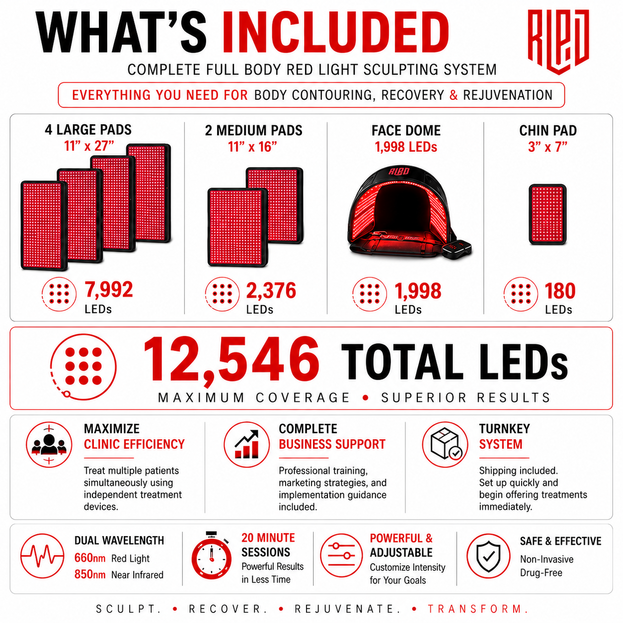 Full Body Red Light Therapy System 12,546 LED's in System.