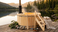Wood Fired 4-Person to 5-Person 0-Jet Hot Tub and Ice Bath with Internal Stove Pine — Lifestyle