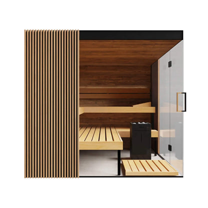 ThermaSol Aalto 4-Person Indoor Semi Panoramic Glass Sauna Cabin