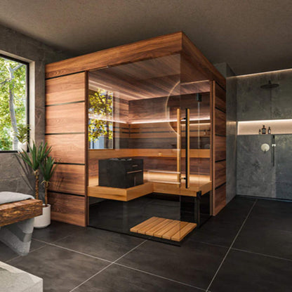 ThermaSol Astra 4-Person Indoor Semi Panoramic Glass Sauna Cabin